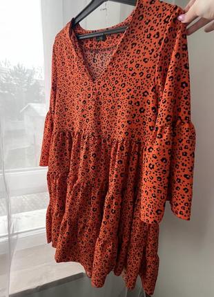 Оранжевое платье платья леопард4 фото