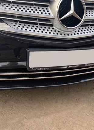 Накладки на решетку бампера (2 шт, нерж) vito грузовой (хром) для mercedes vito/v-class w447 2014-2024 гг