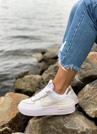 Жіночі кросівки nike air force 1 white shadow/beige