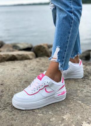 Жіночі кросівки nike air force 1 shadow white/pink