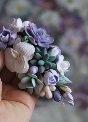 Заколка с цветами "тропичекая симфония". украшения для волос