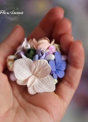 Серьги+заколка/брошь  с цветами  "цветочная мелодия". подарок девушке5 фото
