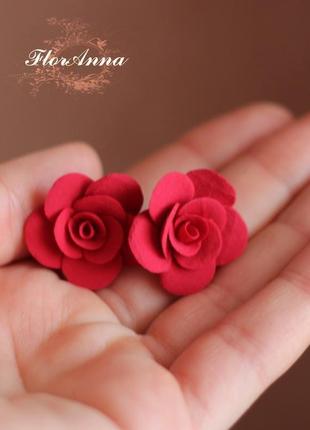 Сережки "червоні троянди"1 фото