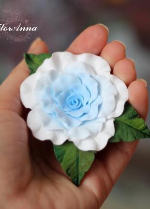 Заколка для волос "голубая роза"
