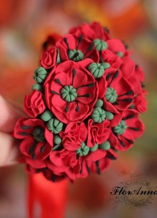 Браслет українською стилі "червоні маки"