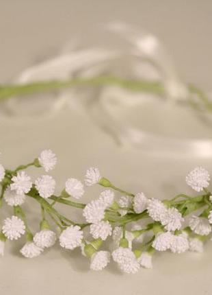 Весільний вінок з квітами "казкова гіпсофіла"6 фото