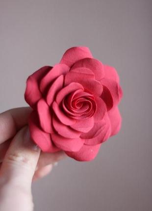 Заколка  "красная роза"4 фото