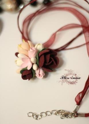 Кулон з квітами "оксамитове ранок"5 фото