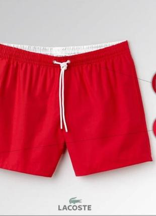 Пляжні шорти lacoste (червоні)4 фото