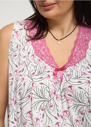 Ночная рубашка женская розовая цветы 150634 фото