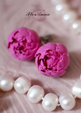 Розовые серьги цветы