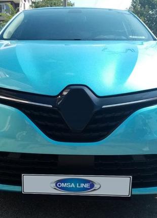 Накладки на решетку (2 шт) carmos - турецкая сталь для renault clio v 2019-2024гг