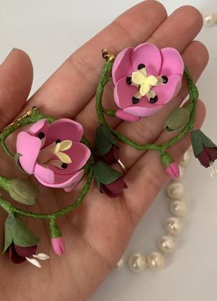 Сережки з квітами "тюльпани"1 фото