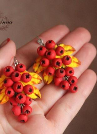 Сережки "горобина" з полімерної глини