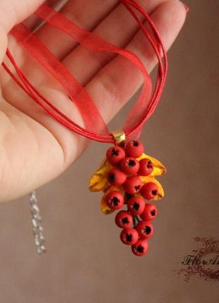 Комплект украшений "рябина с листиками"(удлиненная). оригинальный подарок женщине3 фото