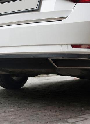 Накладки на торец бампера omsaline (3 шт, нерж) для skoda superb 2016-2024 гг