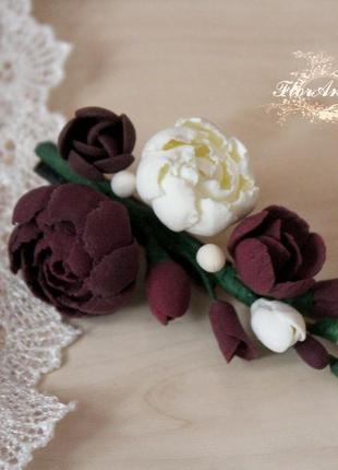 Шпилька для волосся  "елегантний бордо"