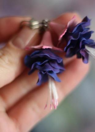 Фиолетовые серьги ручной работы "фуксии"7 фото