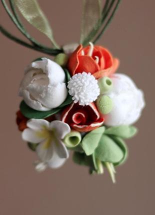 Кулон ручної роботи з квітами "апельсинове ранок"