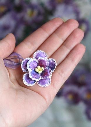 Кулон цветок "фиолетовая фиалка"1 фото