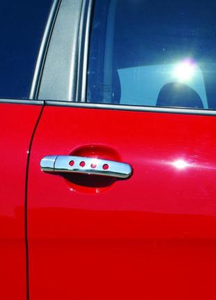 Накладки на ручки с дырочками (нерж) 2 шт, carmos - турецкая сталь для seat leon 2005-2012 гг