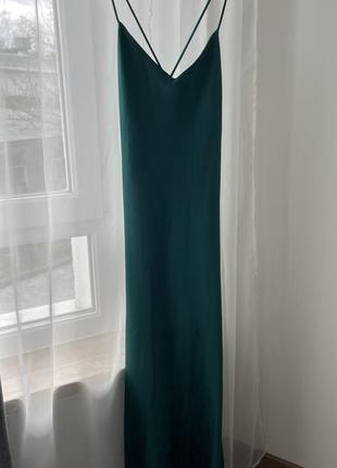 Зелене атласне плаття зелена сукня атласна3 фото