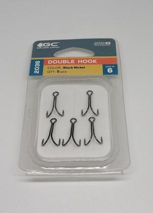 Гачки подвійні рибальські golden catch double hook 2036 n°6