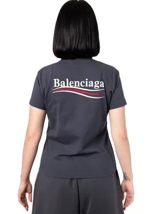 Футболка balenciaga t-shirt political campaign “dark grey”4 фото