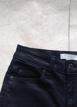 Брендовые черные джинсы скинни с пропиткой под кожу и высокой талией h&m, 34 размер.5 фото