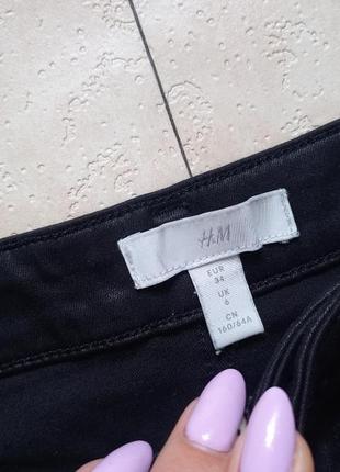 Брендовые черные джинсы скинни с пропиткой под кожу и высокой талией h&m, 34 размер.6 фото