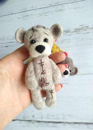 Мишка валяный из шерсти " тедди"