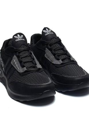 Чоловічі літні кросівки сітка adidas, кеди текстильні повсякденні адідас чорні. чоловіче взуття2 фото