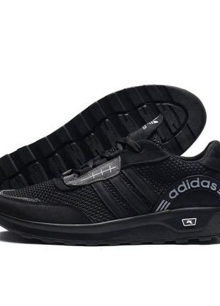 Чоловічі літні кросівки сітка adidas, кеди текстильні повсякденні адідас чорні. чоловіче взуття4 фото