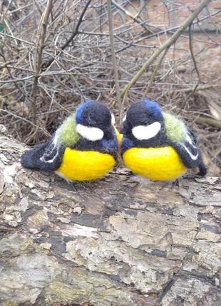 Валяная игрушка из натуральной шерсти синичка.( під замовлення, представлено для прикладу)2 фото