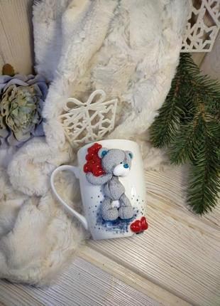 Чашка з ведмедиком і серденьками