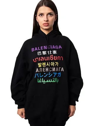 Худи balenciaga hoodie languages “black/multicolor”