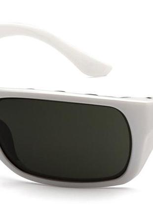 Очки защитные открытые venture gear vallejo white (forest gray) anti-fog, серо-зеленые в белой оправе