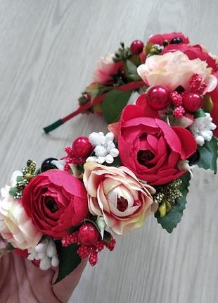 Украинский веночек красно-бежевый