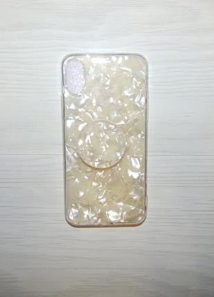 Tpu+glass чохол бампер shell з попсокетом для apple iphone xs