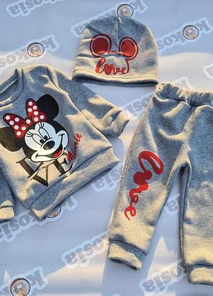 Теплый костюм +шапочка на девочку