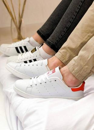 Adidas stan smith red and white2 фото