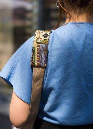 Текстильна сумка рюкзак 2 в 1 «костриця» гобелен, льон5 фото