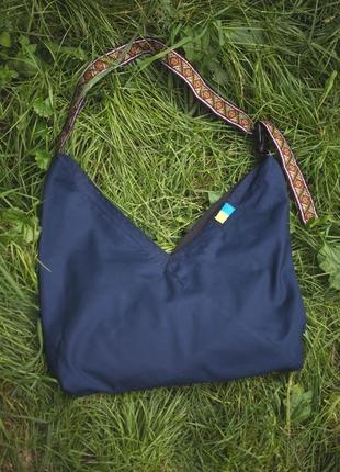 Сумка-шоппер з підкладкою "кутик синій" ручної роботи.