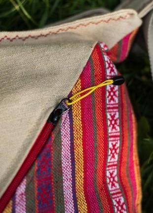 Жіноча сумка-рюкзак з текстилю «ватра» ручної роботи.7 фото