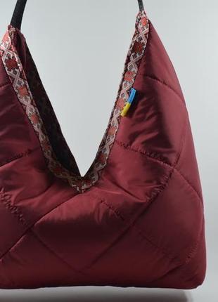 Непромокальна жіноча сумка-дутик "кутик червоний"3 фото