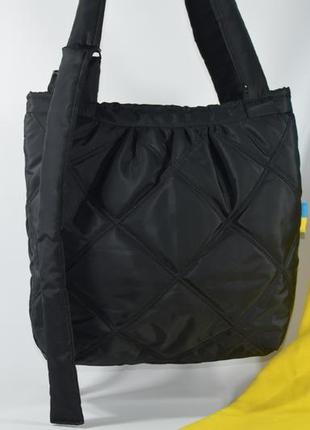 Текстильна жіноча сумка дутик "булька чорна" ручної роботи.2 фото