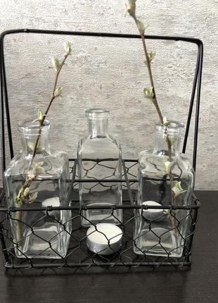 Декор ваза корзина с бутылочками «альтанка»2 фото