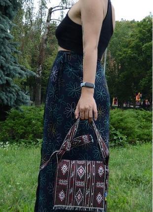 Текстильна сумка через плече кросбоді "хованець г" ручна робота.3 фото