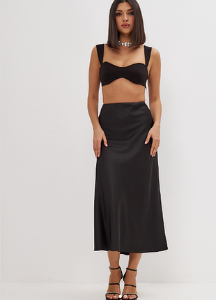 Атласная юбка миди на резинке