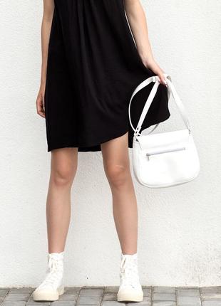 Женская сумка кросбоды sambag rose - белая9 фото